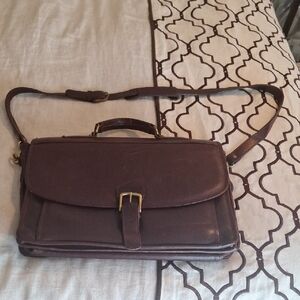 Brown Leather Briefcase with Adjustable Strap **